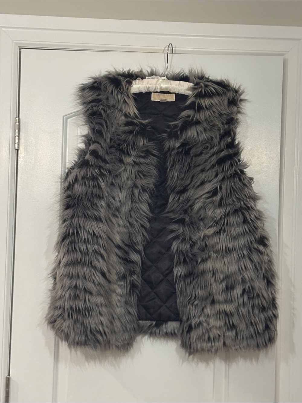 Michael Kors Gray Faux Fur Quilted-Lined Vest